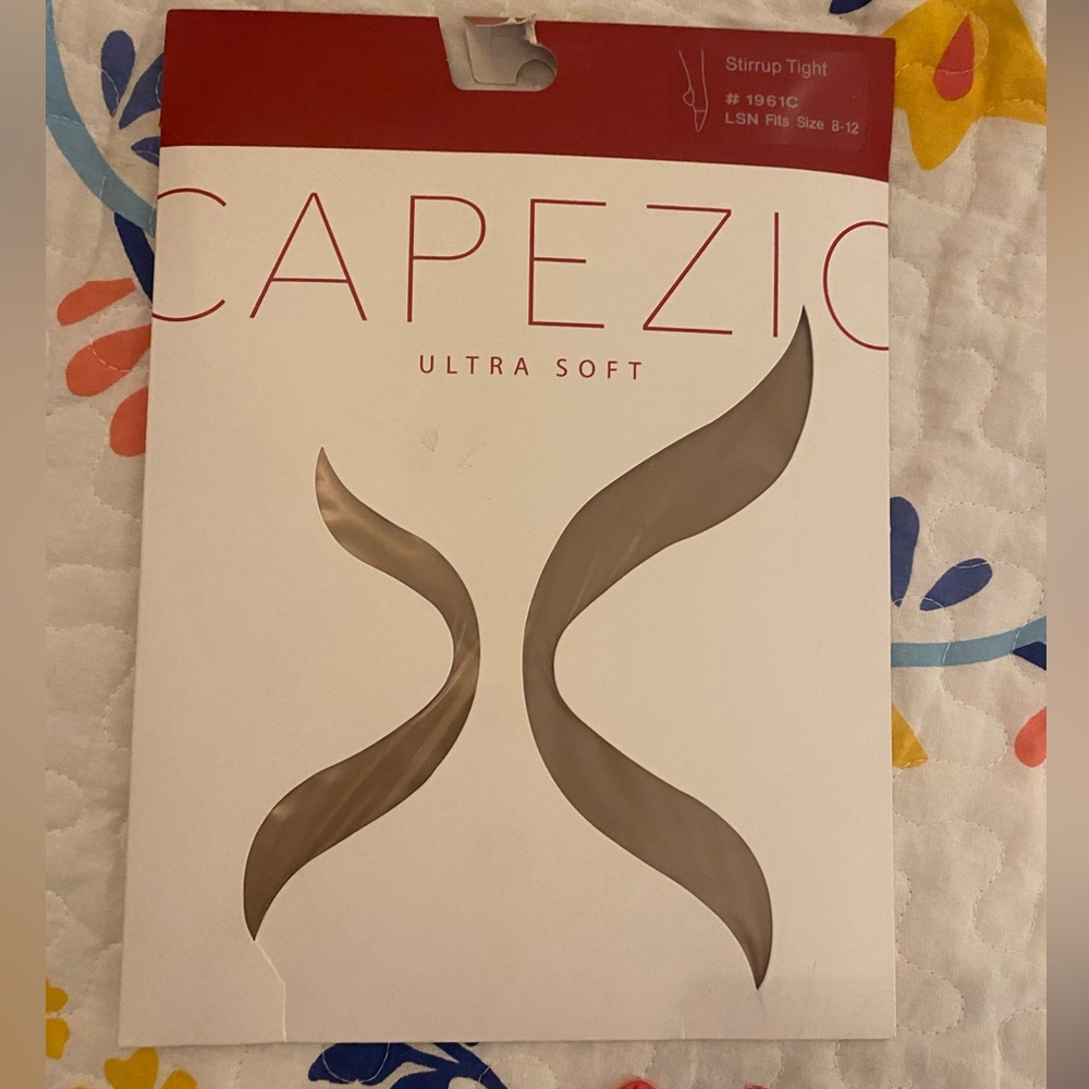 Capezio ultra soft stirrup tights, sun tan color, children size 8-12